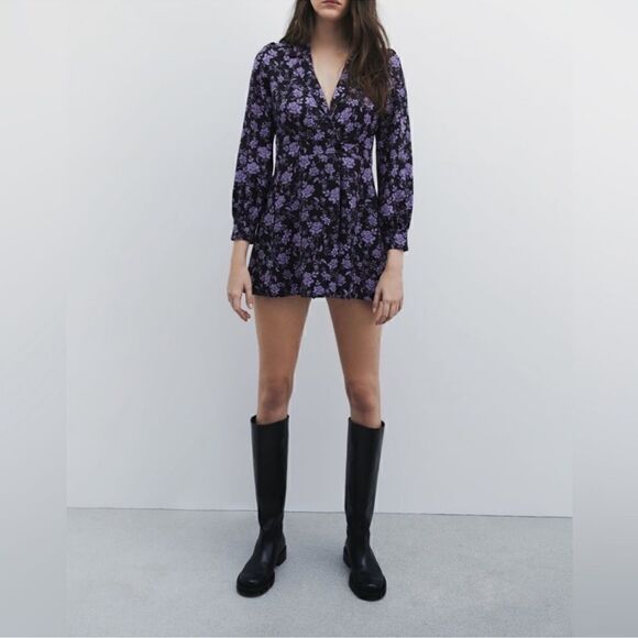 ZARA FLORAL PRINTED BLAZER JUMPSUIT - Picture 3 of 9